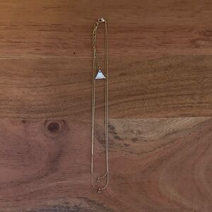 Anthropologie Delicate Gold Double-Layer Necklace with Minimal Drop Pendants